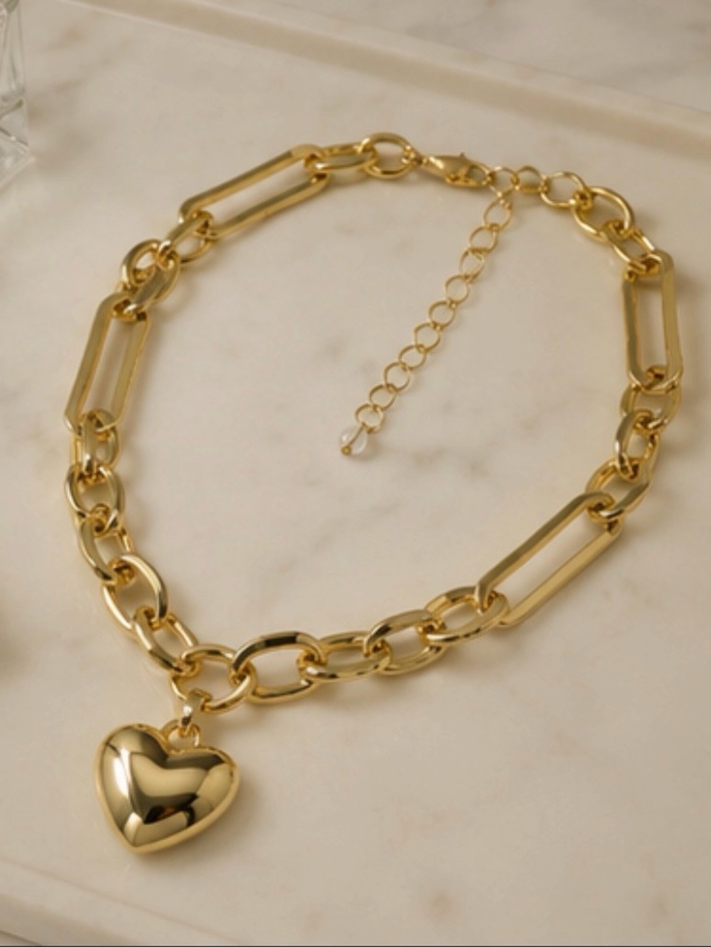 House of Harlow 1960 | Gold Tone Puff Heart Paperclip Chain Bracelet ✨